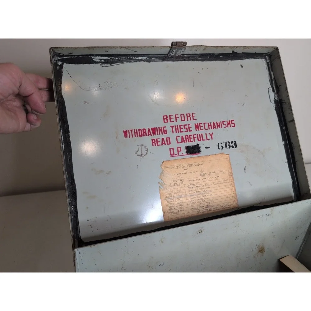 Vintage 1936 Military Metal Storage Exploder Box Empty With Handles